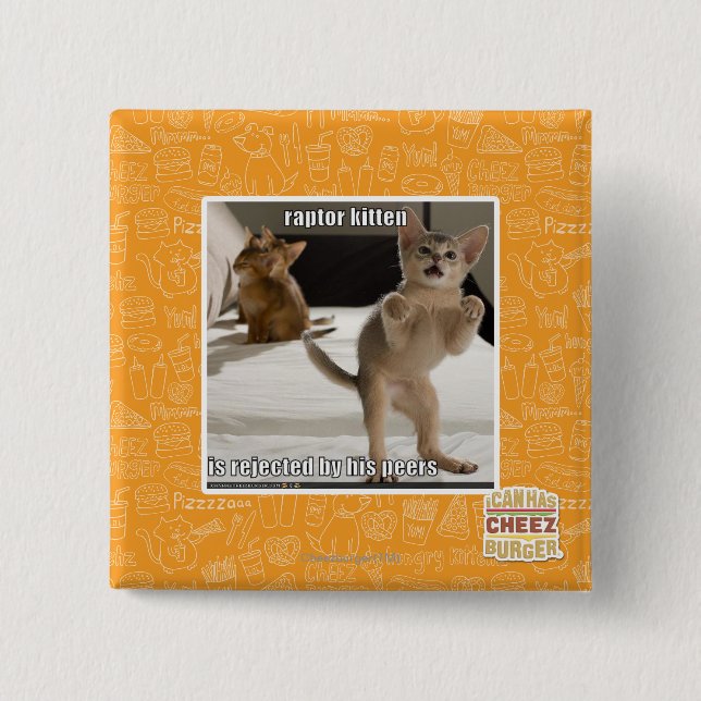 Macaron Carré 5 Cm Chaton de Raptor (Devant)