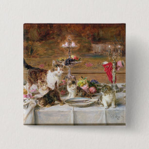 Macaron Carré 5 Cm Chatons à un banquet, 19ème siècle