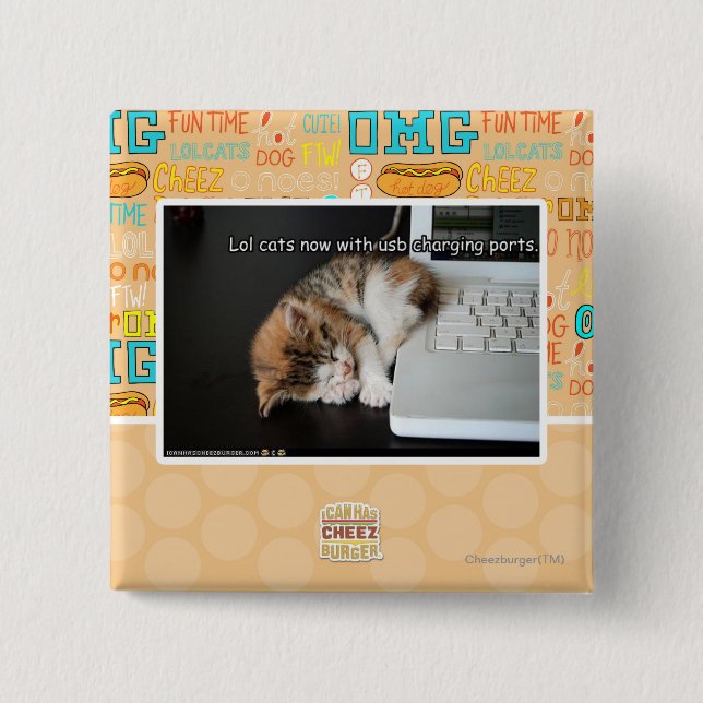 Macaron Carré 5 Cm Chats de Lol avec USB (Devant)
