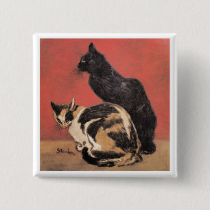 Macaron Carré 5 Cm Chats, tableau de Theophile Steinlen,