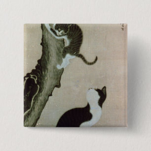 Macaron Carré 5 Cm Chats, XVIIème siècle (encre sur la soie)