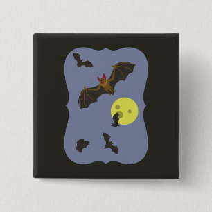 Macaron Carré 5 Cm chauves-souris éffrayante d'Halloween