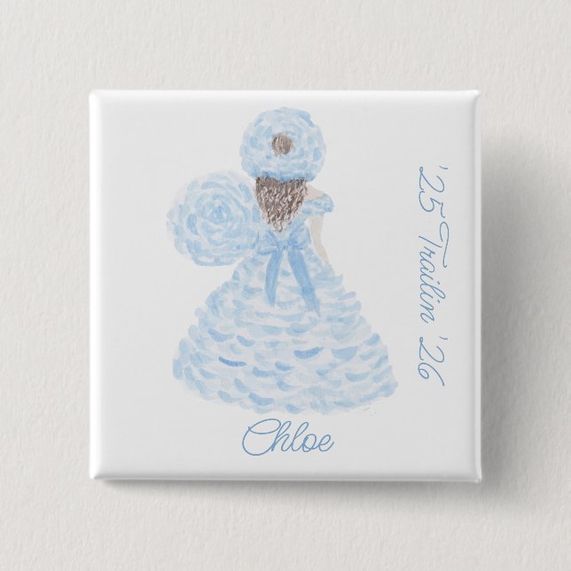 Macaron Carré 5 Cm Chemin bleu Azalea (Devant)