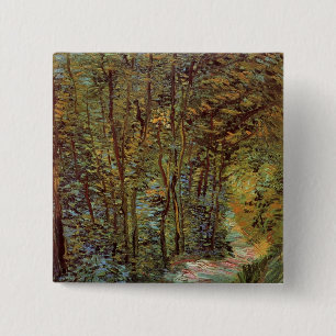 Macaron Carré 5 Cm Chemin dans les Bois par Vincent van Gogh