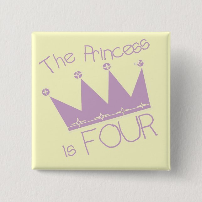 Macaron Carré 5 Cm Chemises Princess Crown 4th Birthday (Devant)