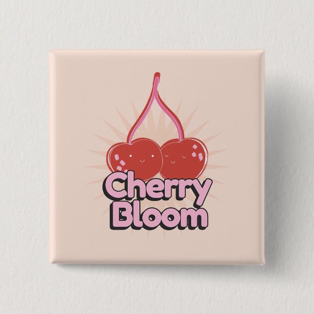 Macaron Carré 5 Cm Cherry Bloom Button (Devant)