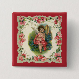 Macaron Carré 5 Cm Cherub de la Saint Valentin au Victoria vintage su