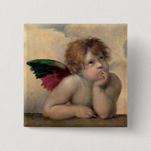 Macaron Carré 5 Cm Cherub de Sistine Madonna par Raphael