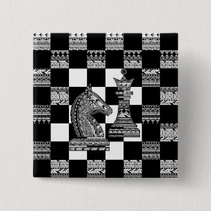Macaron Carré 5 Cm Chess Knight and Queen - Zen Art