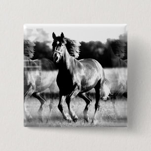 Macaron Carré 5 Cm Cheval de course B&W