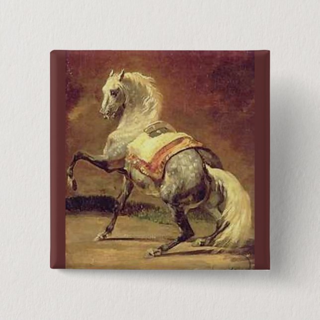MACARON CARRÉ 5 CM CHEVAL GRAY REMPLI (Devant)