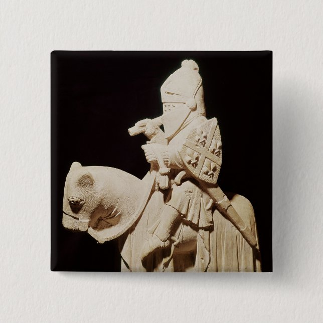 Macaron Carré 5 Cm Chevalier dans l'armure sur son cheval (Devant)