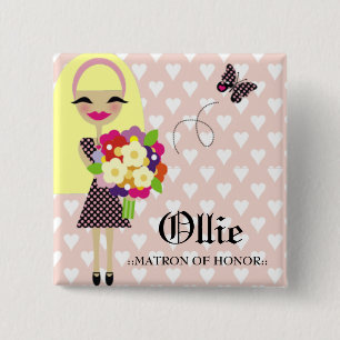 Macaron Carré 5 Cm CHEVEUX INTERCHANGEABLES de PIN de la PARTIE