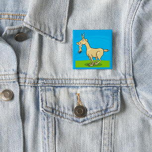 Macaron Carré 5 Cm Chèvre de dessin animé souriante ferme animal