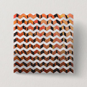 Macaron Carré 5 Cm Chevron Tigre Impression orange chaud et noir
