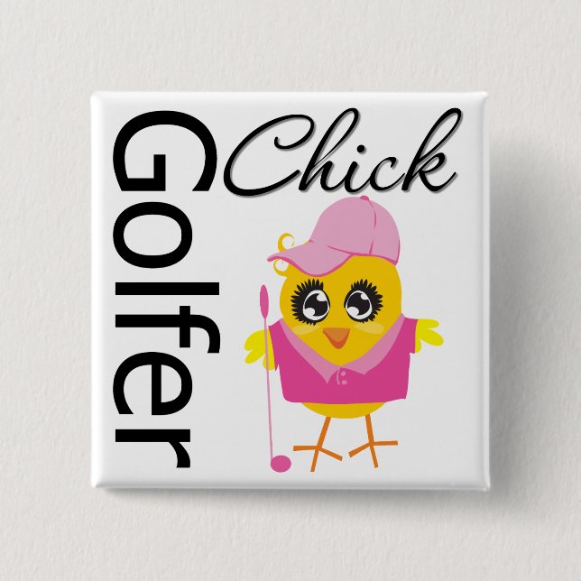 Macaron Carré 5 Cm Chick Golfeur (Devant)