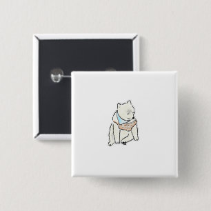 Macaron Carré 5 Cm Chien blanc fatigué mignon dessiné à la main avec