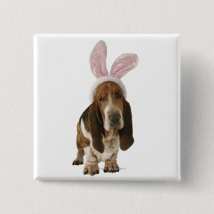 Macaron Carré 5 Cm Chien de basset avec des oreilles de lapin