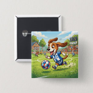 Macaron Carré 5 Cm Chien de dessin animé jouant au football