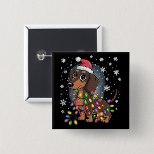 Macaron Carré 5 Cm Chien de Noël Dachshund Père Noël Xmas Wiener