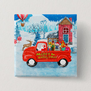 Macaron Carré 5 Cm Chien de taule français en livraison de Noël Camio