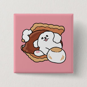 Macaron Carré 5 Cm Chien drôle et design de S'more – Pun pour amateur