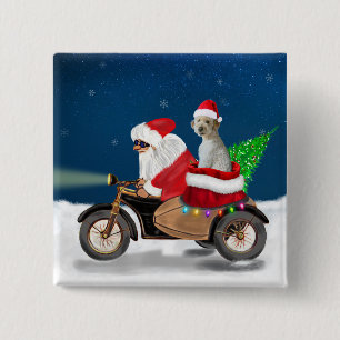 Macaron Carré 5 Cm chien Goldendoodle Noël Père Noël