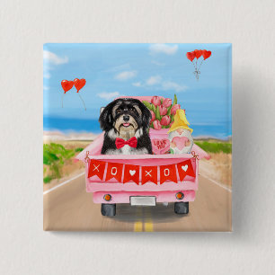 Macaron Carré 5 Cm Chien Havanais Saint Valentin Camion