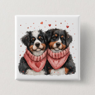 Macaron Carré 5 Cm Chiens de montagne bernois de la Saint-Valentin