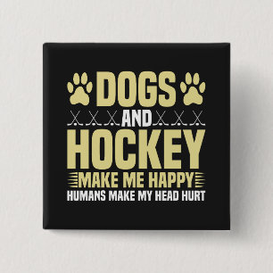 Macaron Carré 5 Cm Chiens et hockey me rendent heureux
