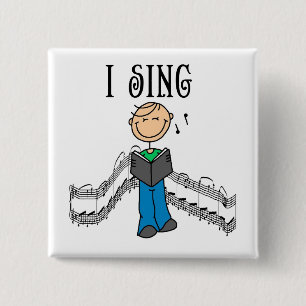 Macaron Carré 5 Cm Chiffre mâle de bâton je chante le T-shirts et l