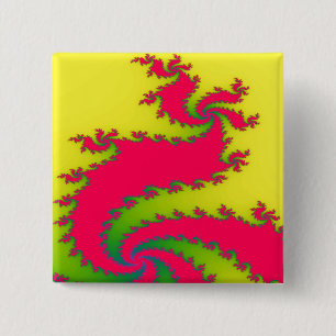 Macaron Carré 5 Cm Chinese New Year Dragon Fractal Button