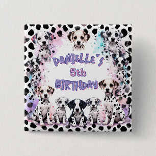 Macaron Carré 5 Cm Chiots Dalmatiens Adorables Anniversaire Aquarelle