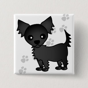 Macaron Carré 5 Cm Chiwawa aux cheveux longs de noir mignon de bande