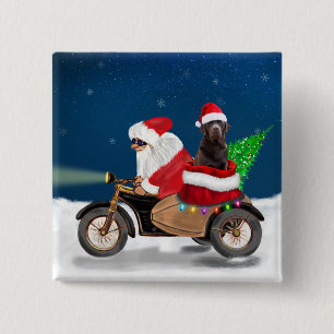 Macaron Carré 5 Cm Chocolat Labrador Chien Noël Père Noël