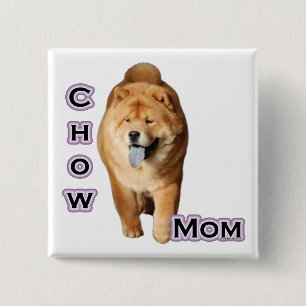 Macaron Carré 5 Cm Chow Chow Maman 4 - Bouton