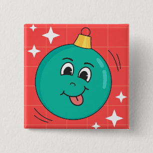 Macaron Carré 5 Cm Christmas blobe face sourire joyeux dessin rétro