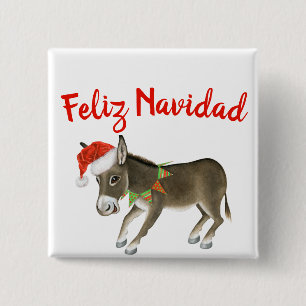 Macaron Carré 5 Cm Christmas Burro Feliz Navidad Personnalisable