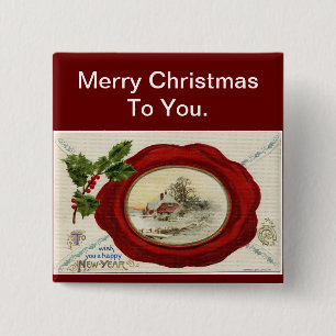 Macaron Carré 5 Cm Christmas Holidays Button Pin