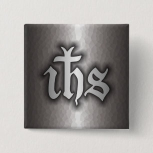 Macaron Carré 5 Cm Christogram (IHS) Steel