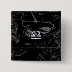 Macaron Carré 5 Cm Chrome Argent comme Libra Zodiac Connexion Heveliu
