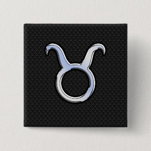 Macaron Carré 5 Cm Chrome Argent Comme Taurus Zodiac Panneau Décor