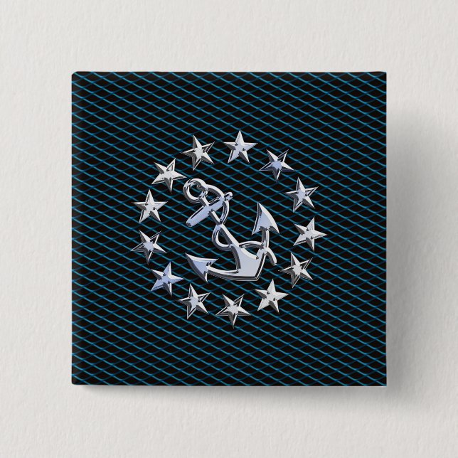 Macaron Carré 5 Cm Chrome Comme Yacht Drapeau Automobile Grille Impri (Devant)