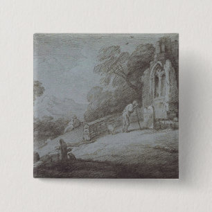 Macaron Carré 5 Cm Cimetière de Thomas Gainsborough   avec la figure