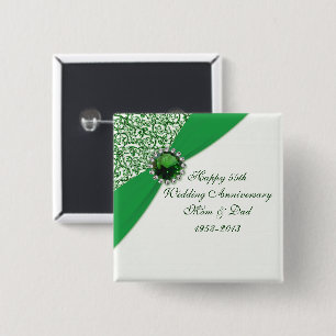 Macaron Carré 5 Cm cinquante-cinquième Bouton d'anniversaire de