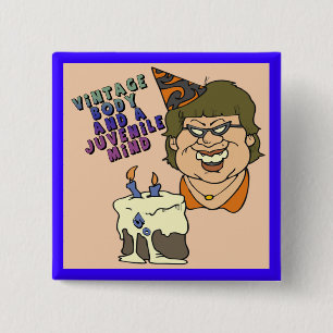 Macaron Carré 5 Cm cinquantième Bouton d'anniversaire