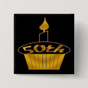 Macaron Carré 5 Cm cinquantième Bouton d'anniversaire