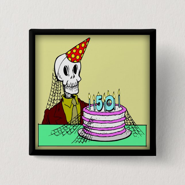 Macaron Carré 5 Cm cinquantième Bouton d'anniversaire (Devant)