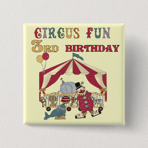 Macaron Carré 5 Cm Cirque 3e Anniversaire Tshirts et cadeaux