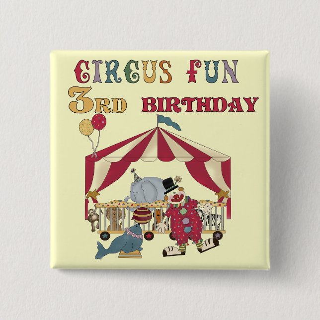 Macaron Carré 5 Cm Cirque 3e Anniversaire Tshirts et cadeaux (Devant)